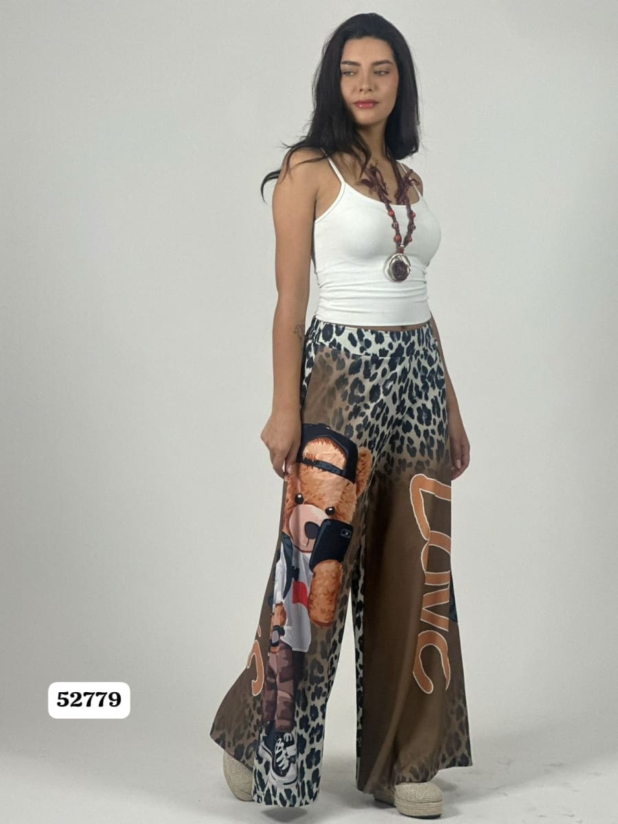 Palazzo Satin Casual Print LOVE A1-438