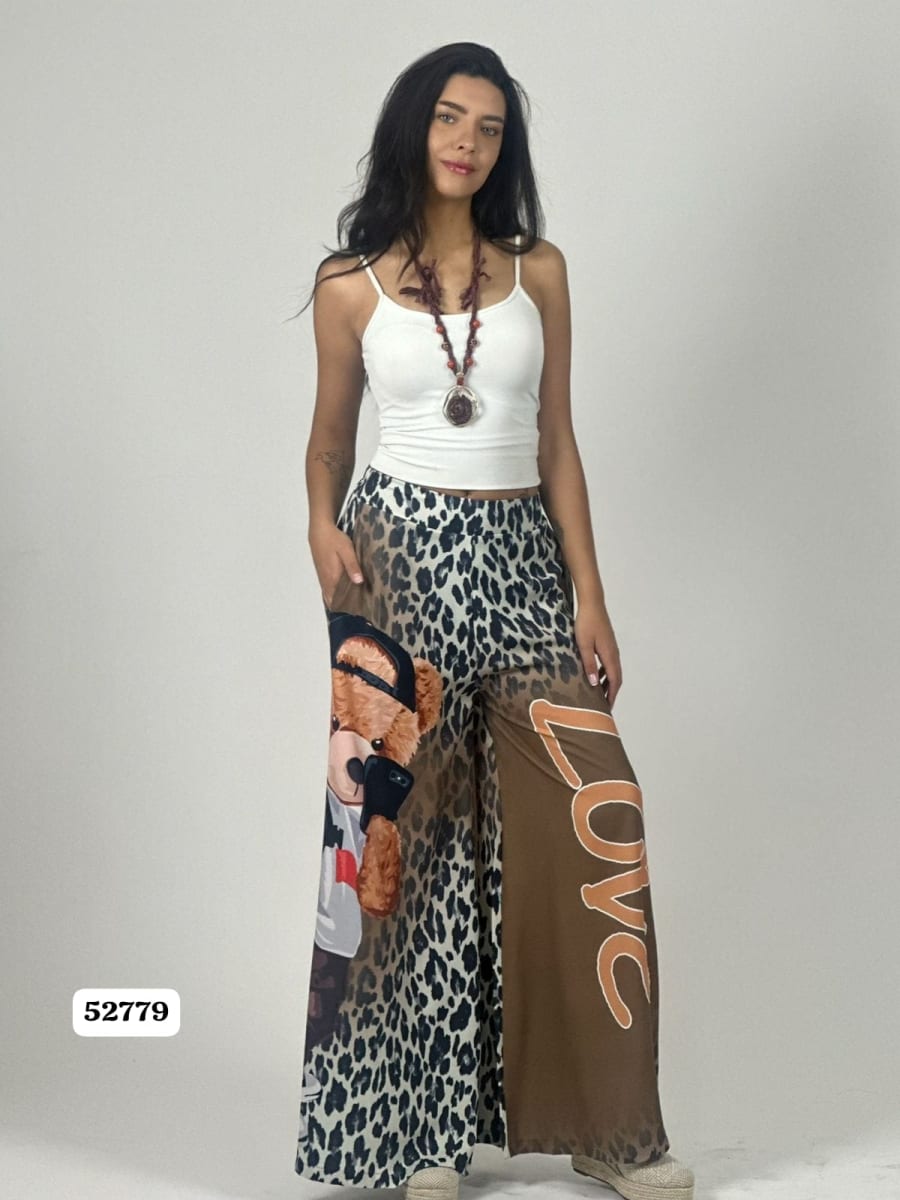 Palazzo Satin Casual Print LOVE A1-437
