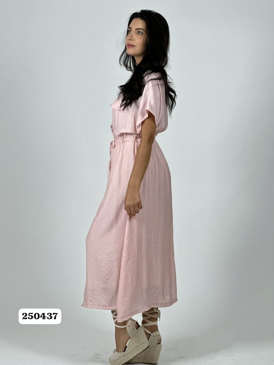 Vestido Viscosa Abotonado Ajustado en Cintura A4-846