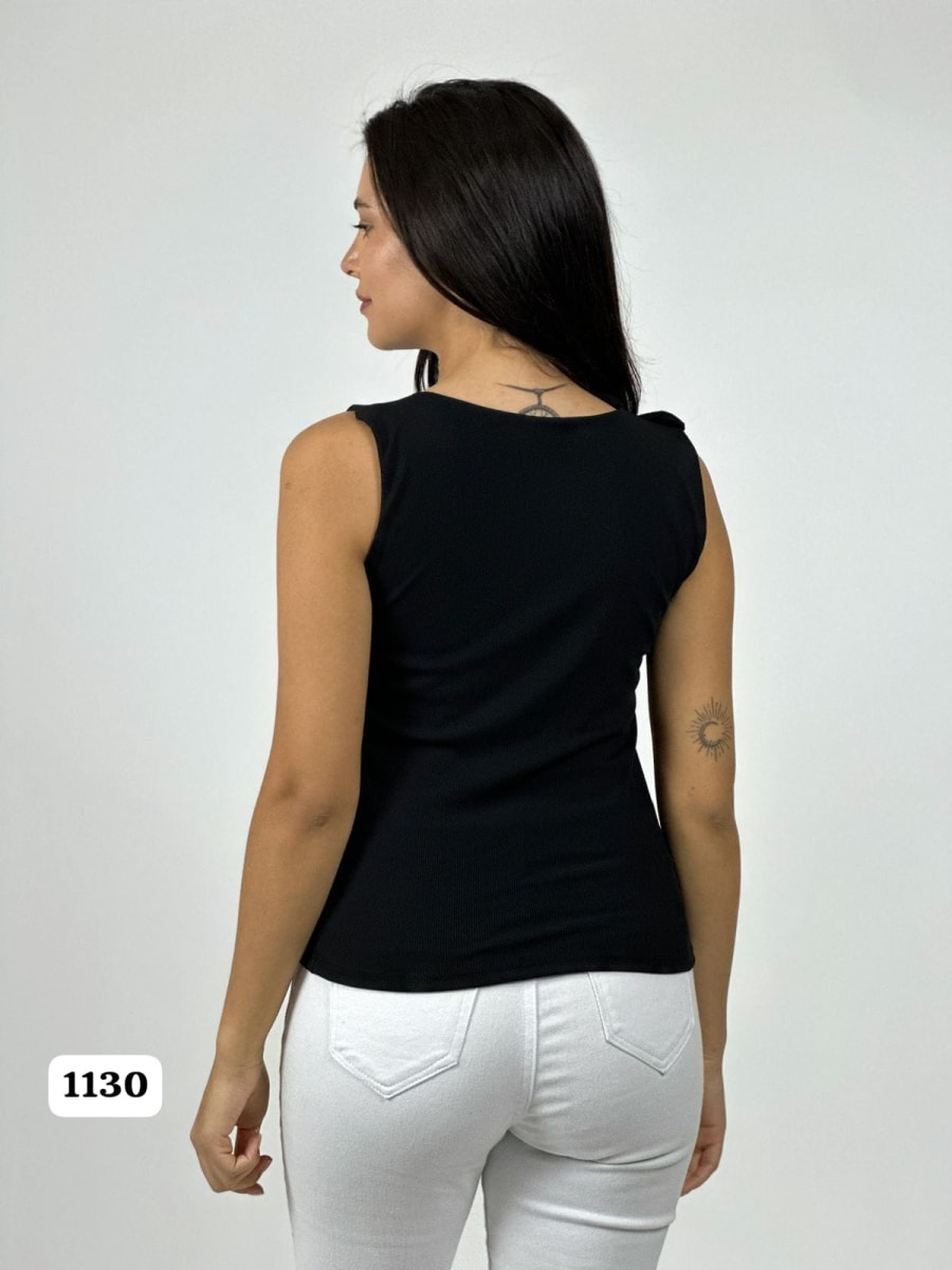 Polera Casual S/Mangas Flor en Hombros A3-766