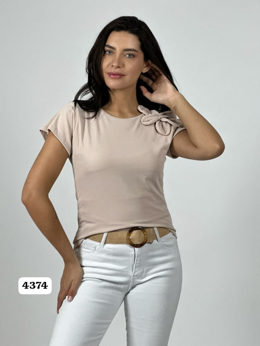Polera C/Manga Casual Flor Hombro Izquierdo A3-7712
