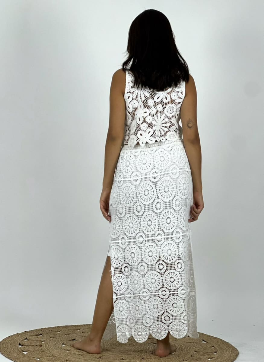 Falda Tejida Punto Boho con Falso A3-763