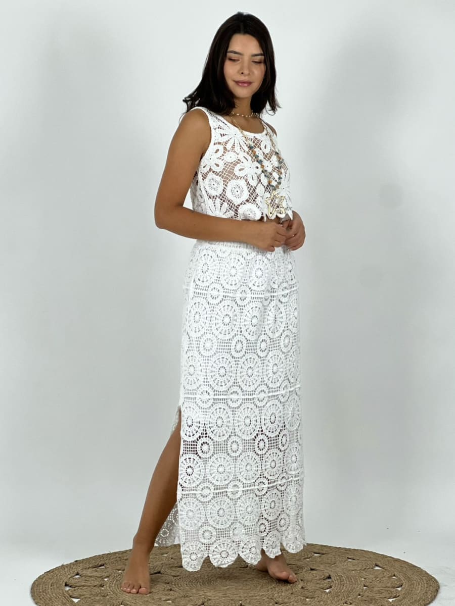 Falda Tejida Punto Boho con Falso A3-761