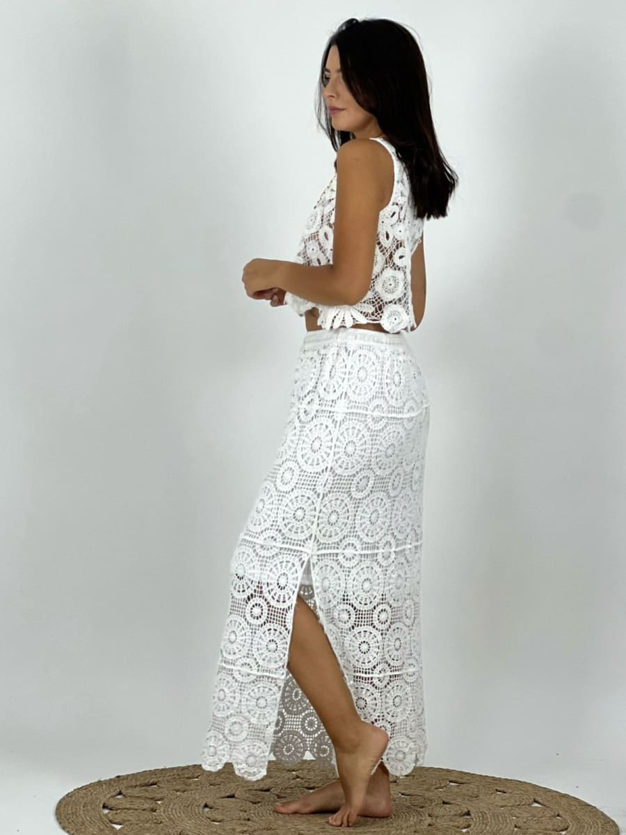 Falda Tejida Punto Boho con Falso A3-762