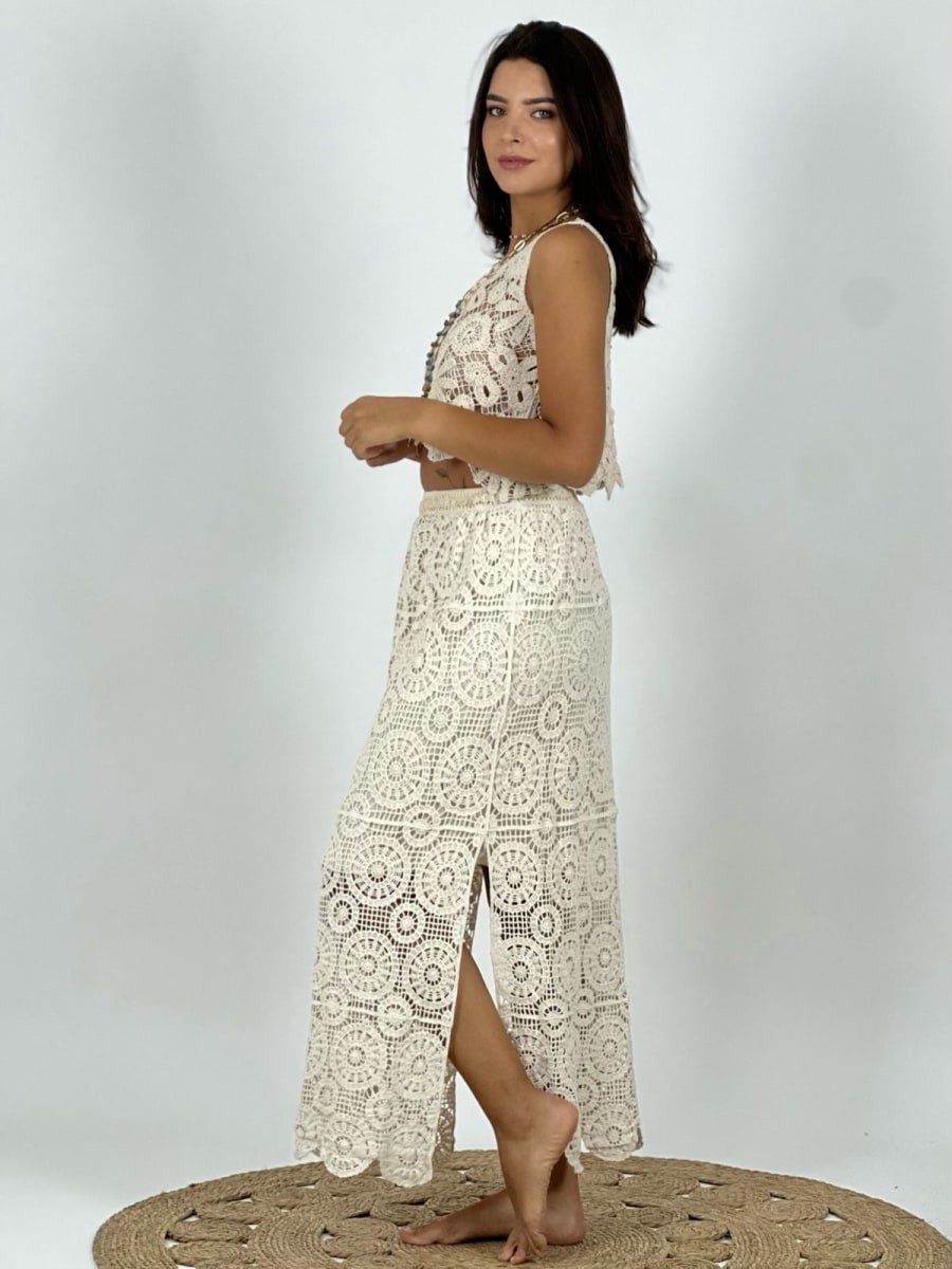 Falda Tejida Punto Boho con Falso A3-765