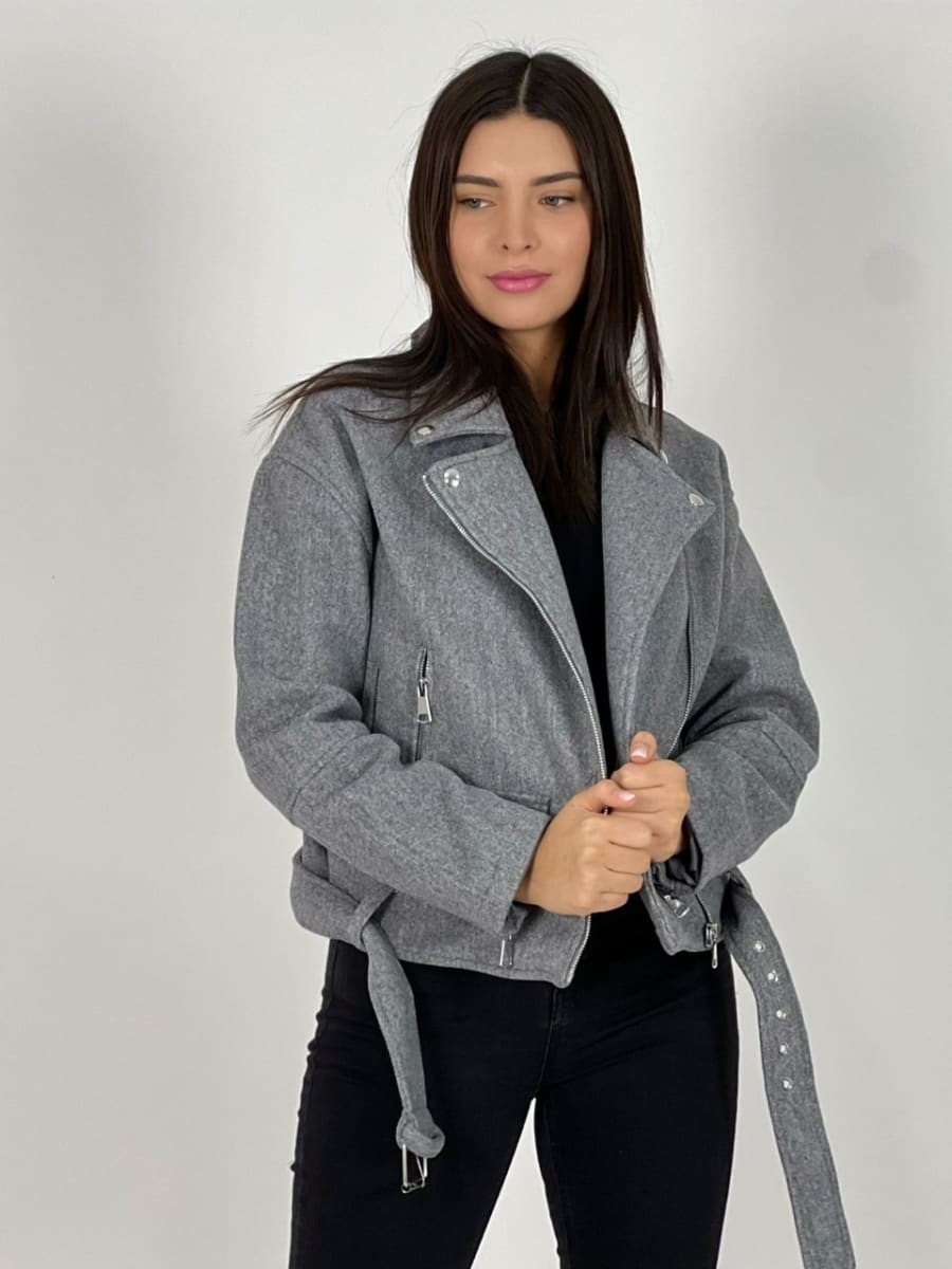 Chaqueta de Paño Con Cierre y Cinturon A1-31//431