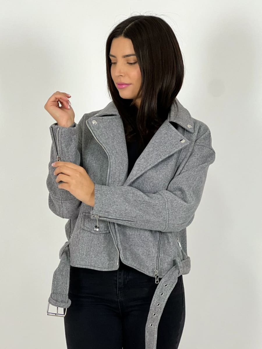 Chaqueta de Paño Con Cierre y Cinturon A1-31//432