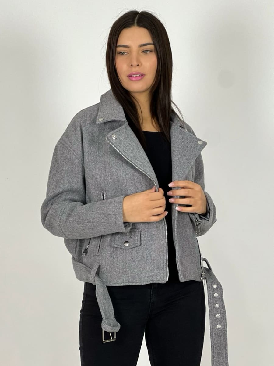 Chaqueta de Paño Con Cierre y Cinturon A1-31//433