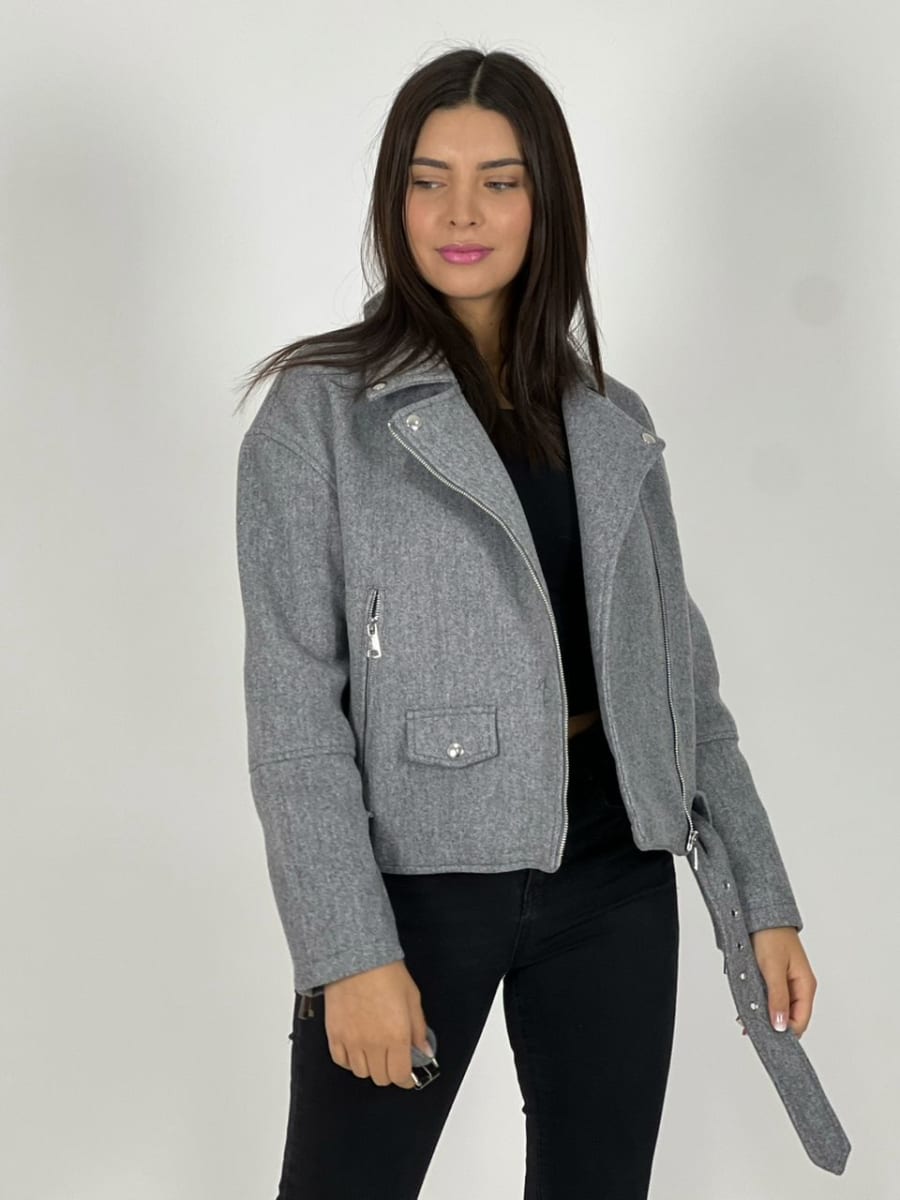 Chaqueta de Paño Con Cierre y Cinturon A1-31//434