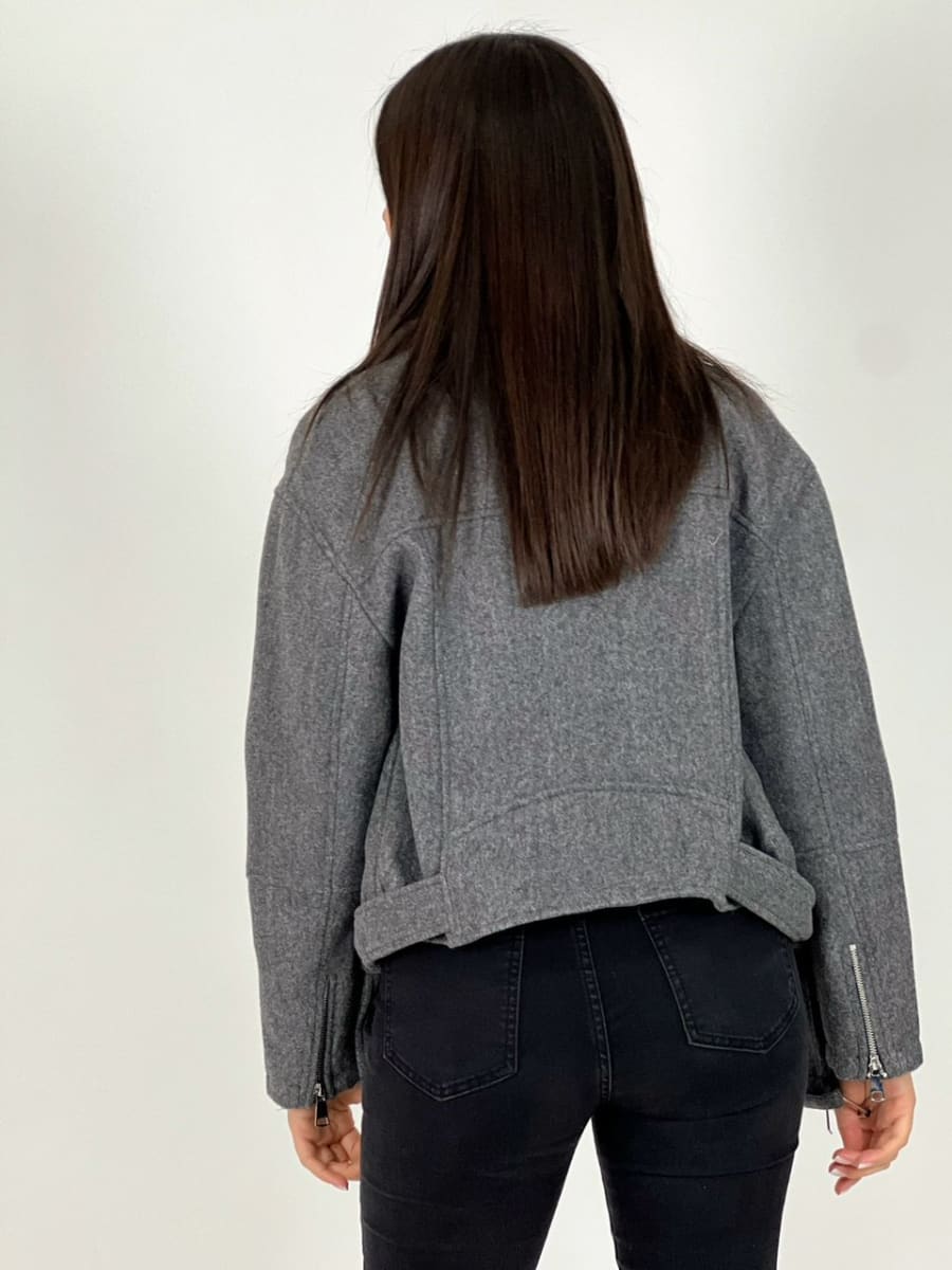 Chaqueta de Paño Con Cierre y Cinturon A1-31//4312