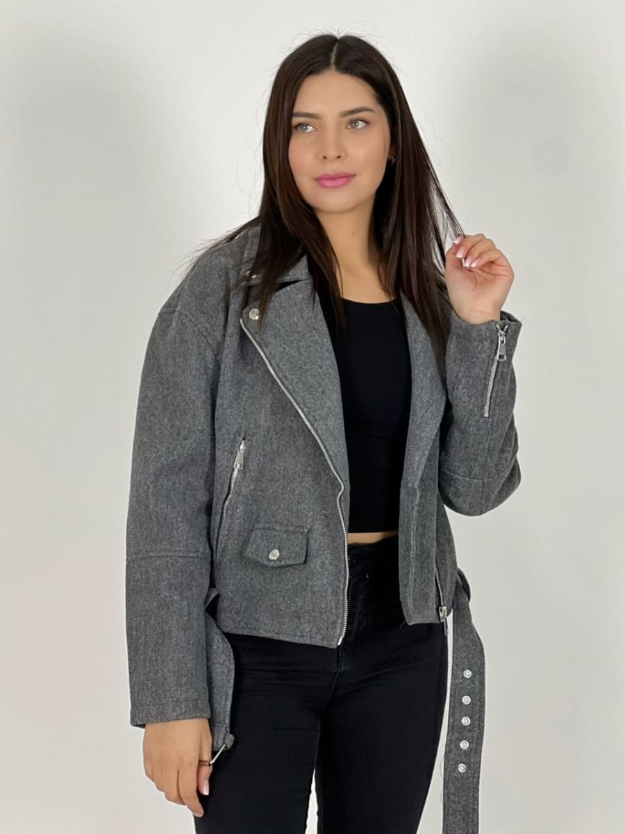 Chaqueta de Paño Con Cierre y Cinturon A1-31//4310