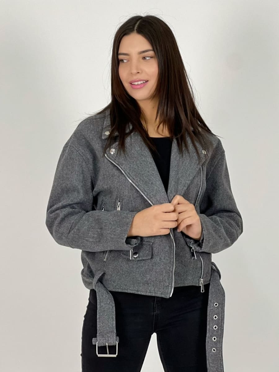 Chaqueta de Paño Con Cierre y Cinturon A1-31//439