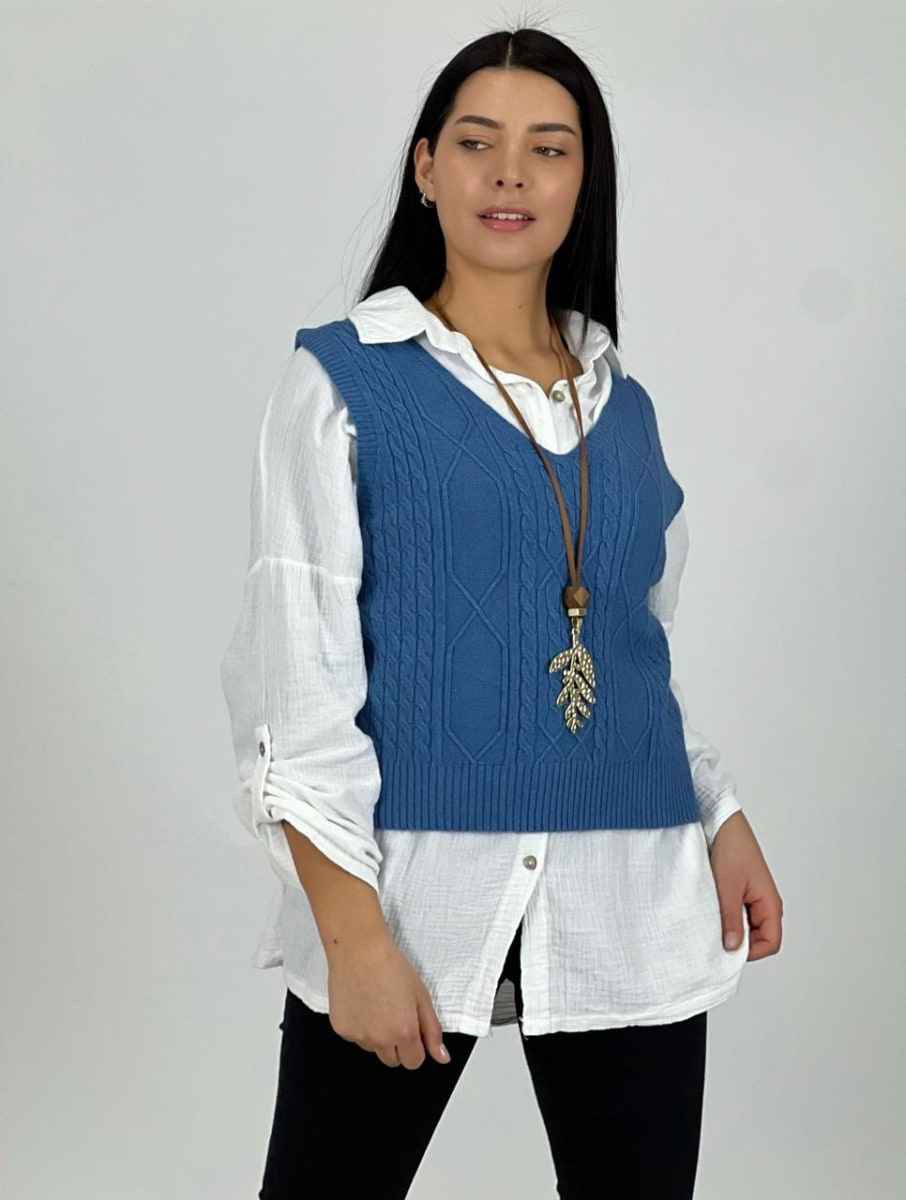 Sweater Cuello V S/Mangas Corto A4-9215