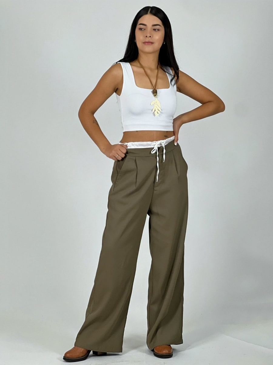 Pantalon Doble Pretina Viscosa A3-805