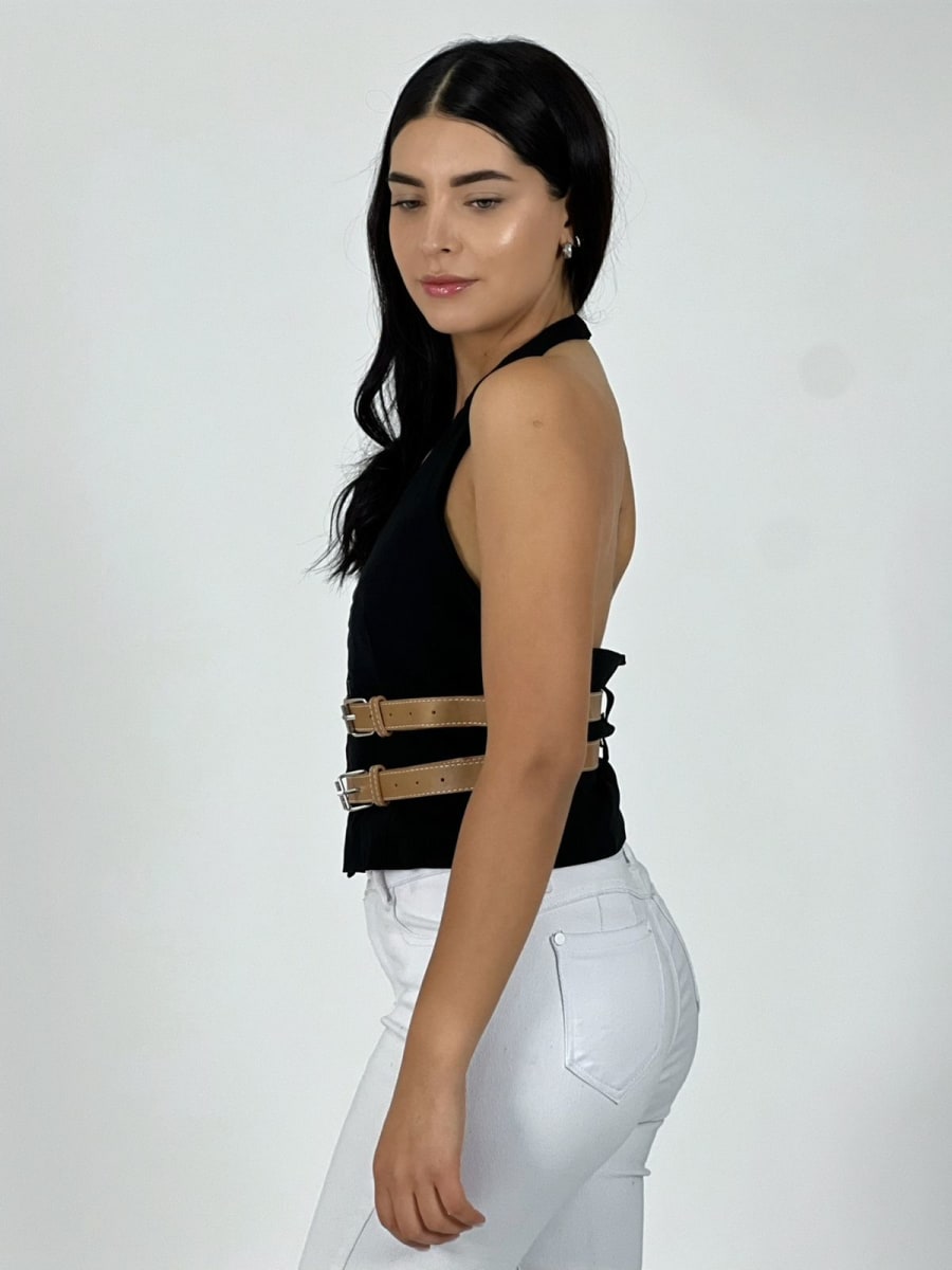 Top Lino Con Cinturones A3-802