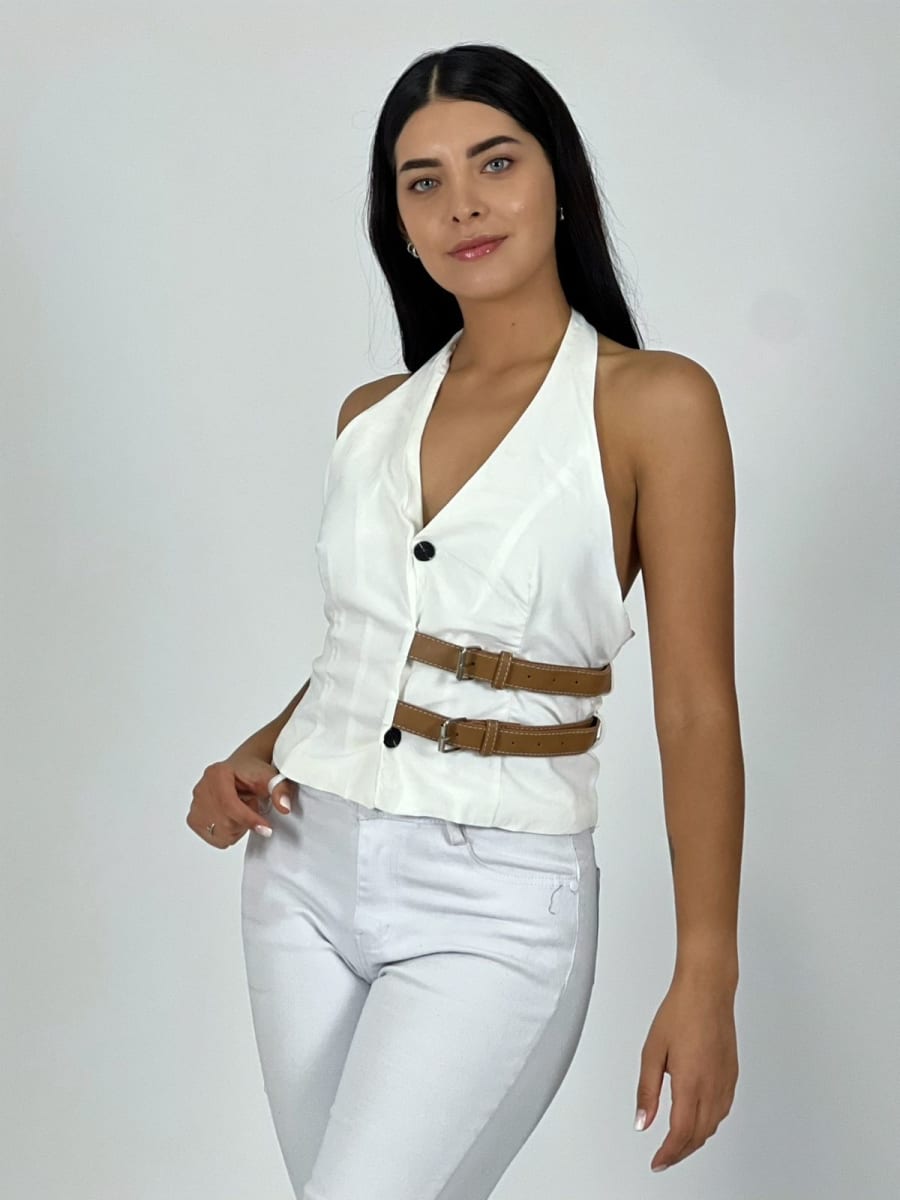 Top Lino Con Cinturones A3-808