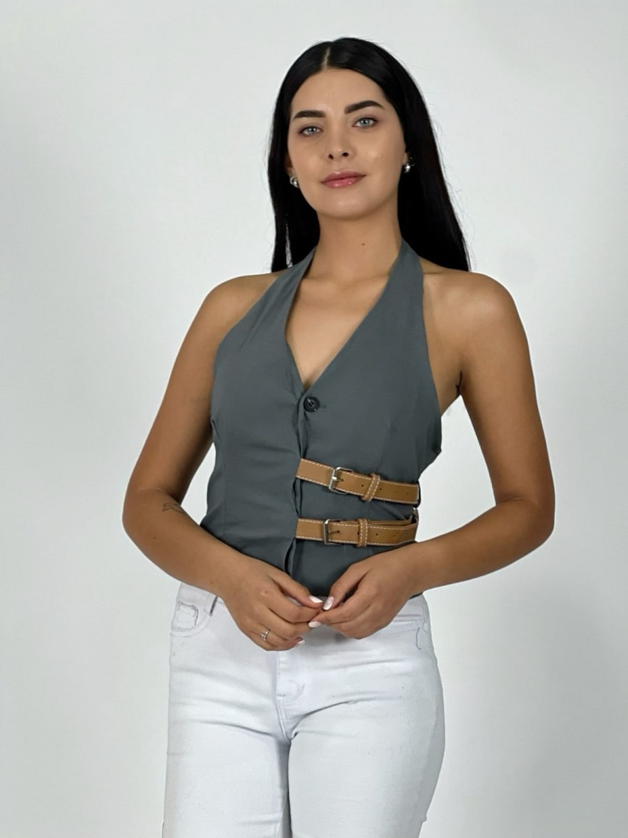 Top Lino Con Cinturones A3-8010