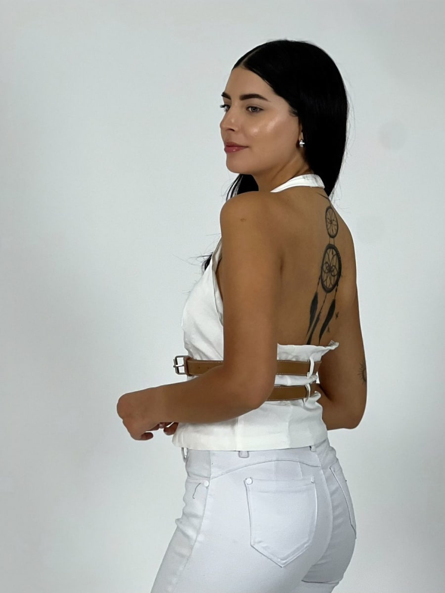 Top Lino Con Cinturones A3-809