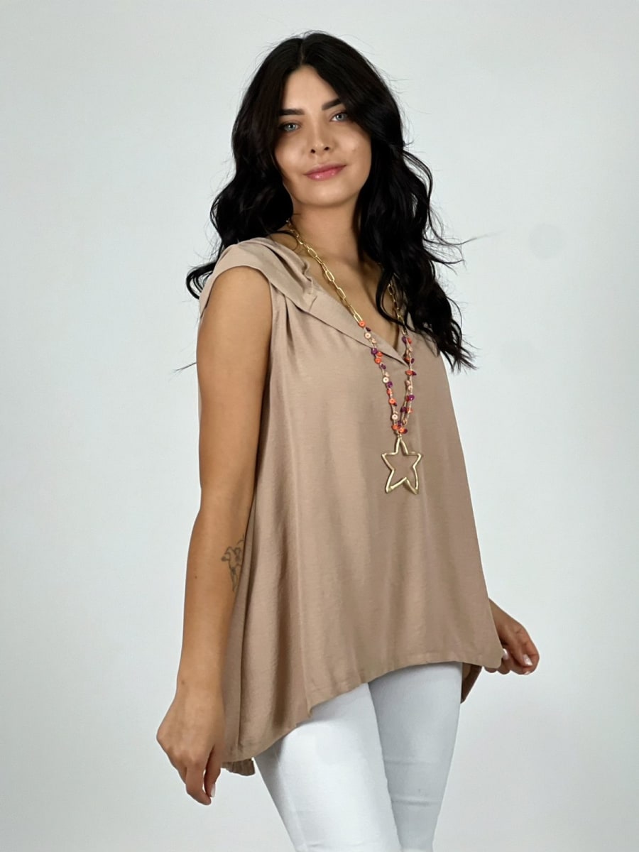 Blusa Viscosa con Capucha S/Mangas A1-151