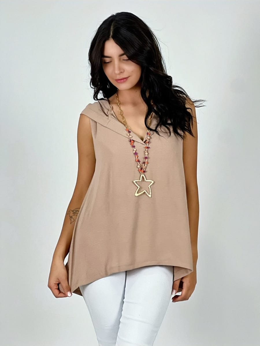 Blusa Viscosa con Capucha S/Mangas A1-153