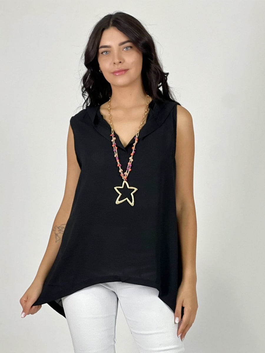 Blusa Viscosa con Capucha S/Mangas A1-156