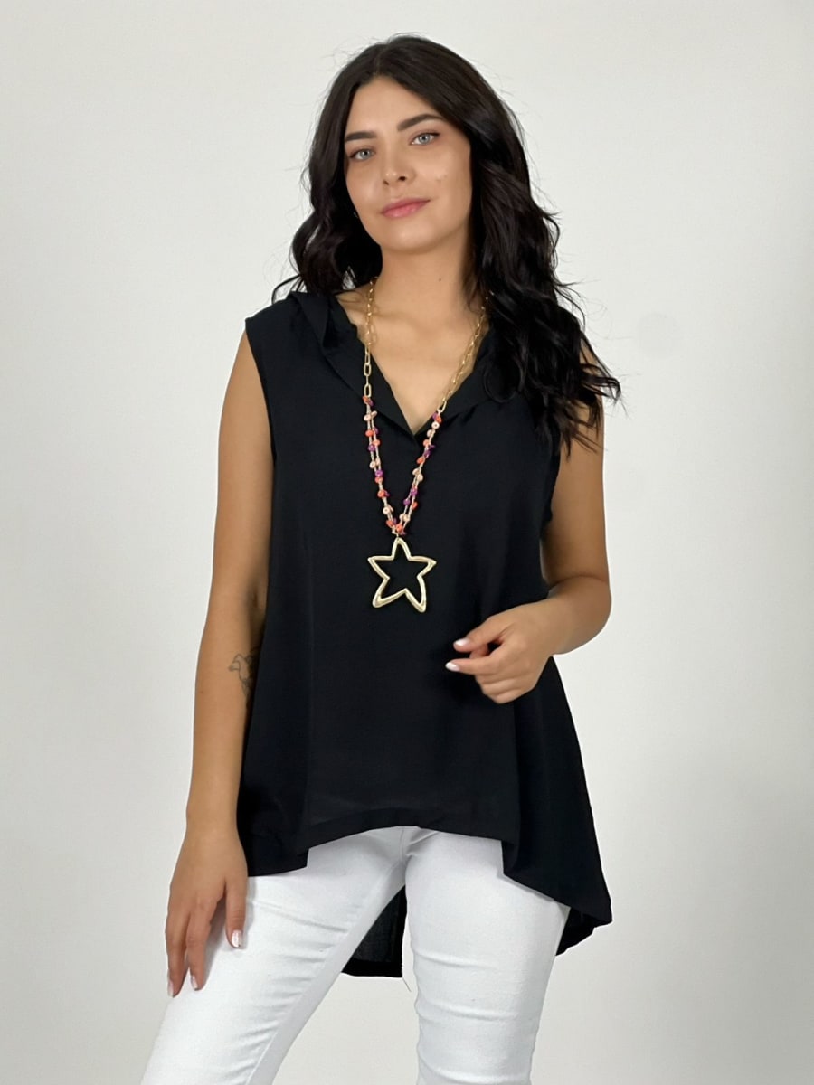 Blusa Viscosa con Capucha S/Mangas A1-155