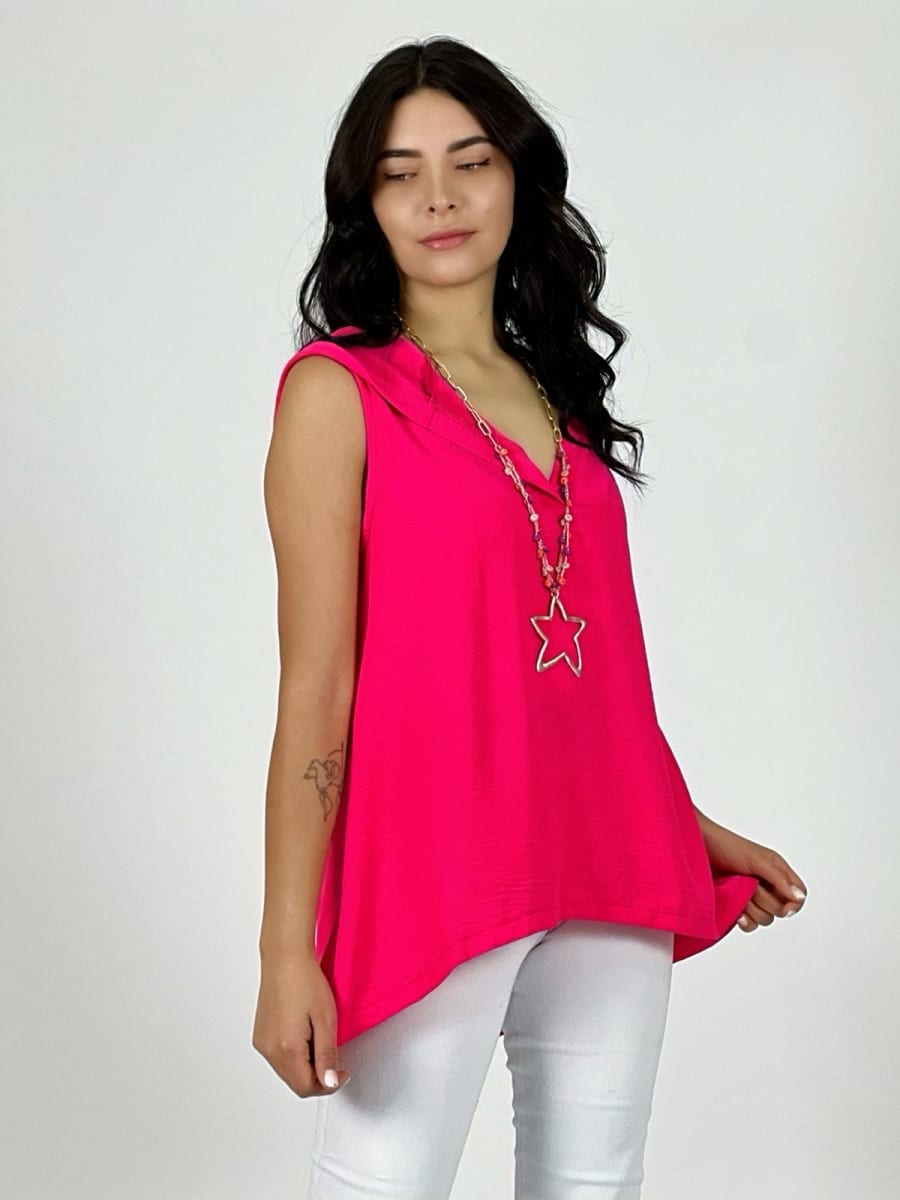 Blusa Viscosa con Capucha S/Mangas A1-1513