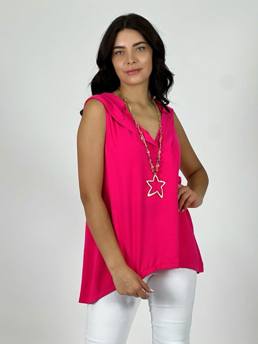 Blusa Viscosa con Capucha S/Mangas A1-1512