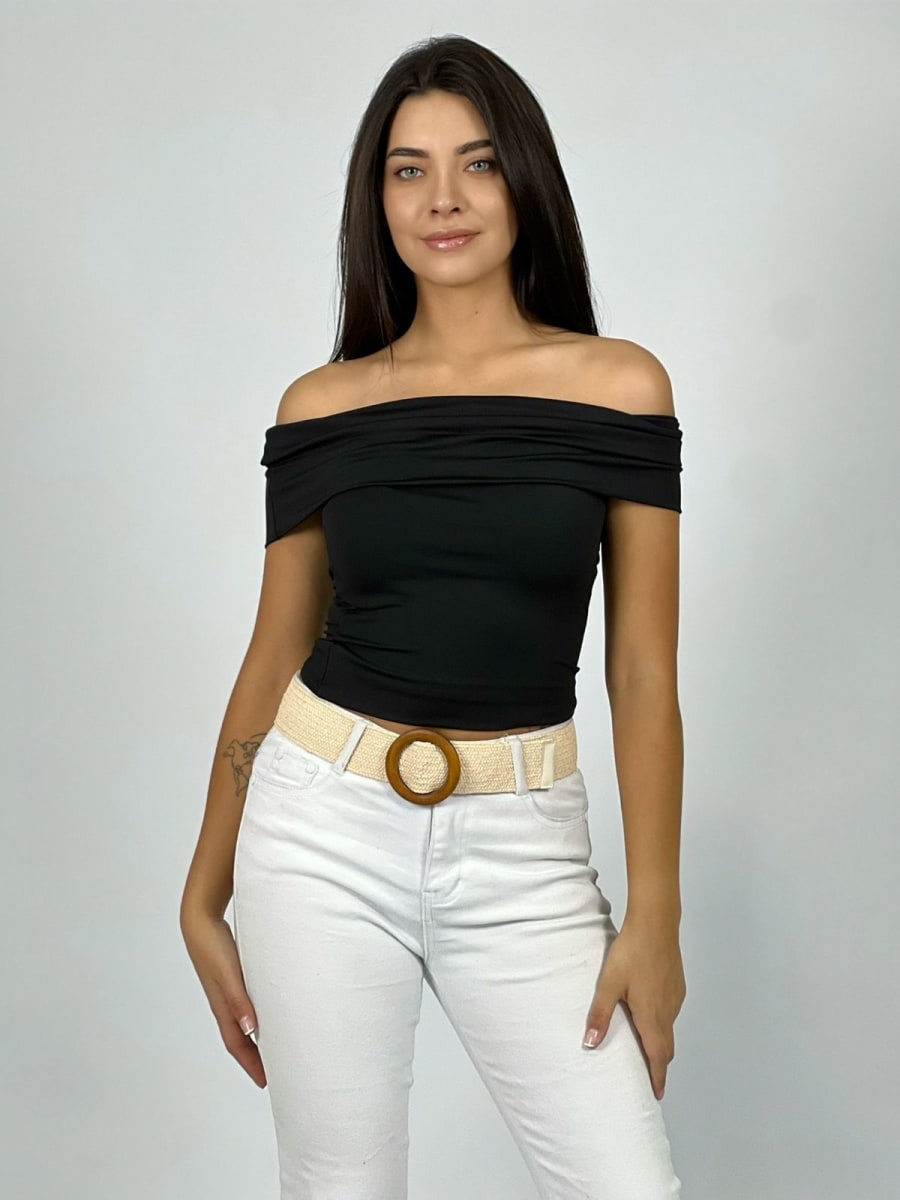 Polera Elasticada Caida Hombros A4-9013