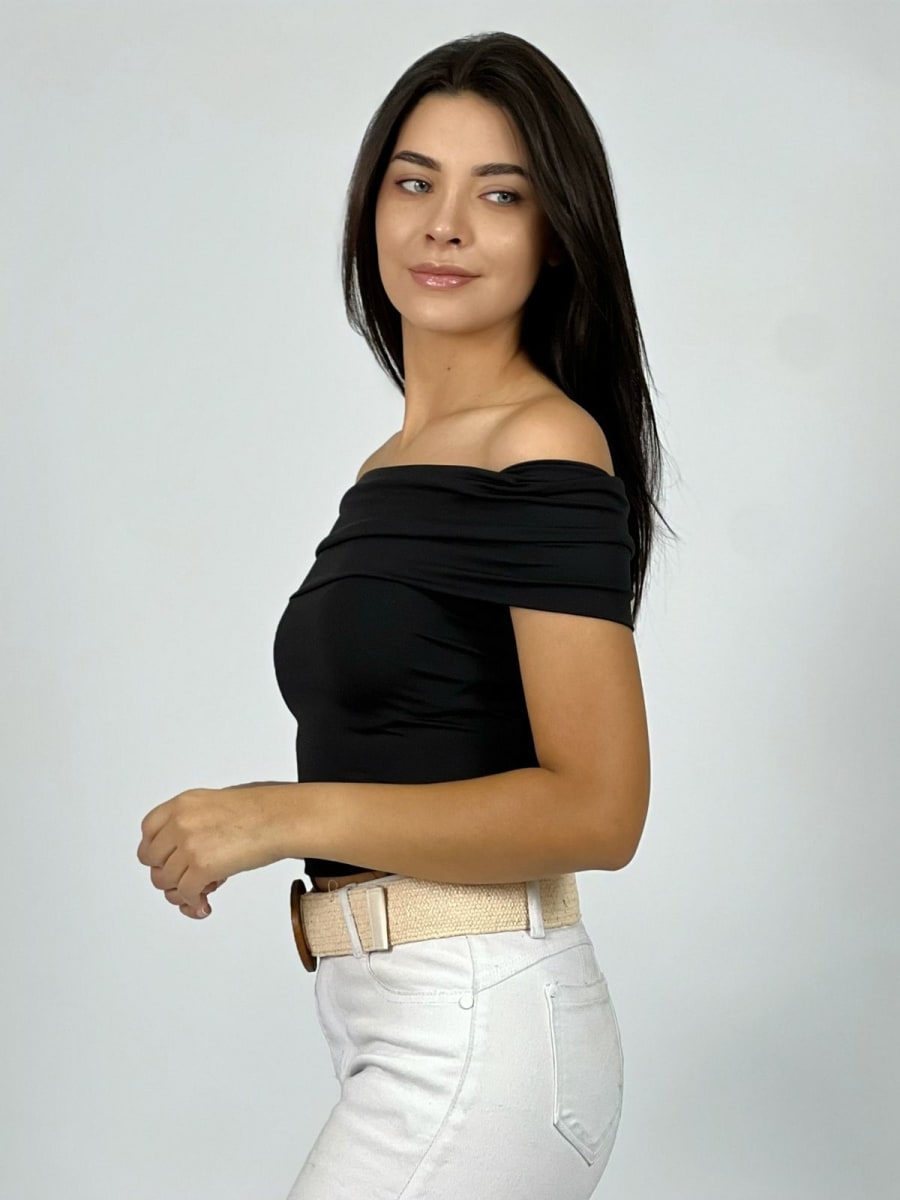 Polera Elasticada Caida Hombros A4-9014