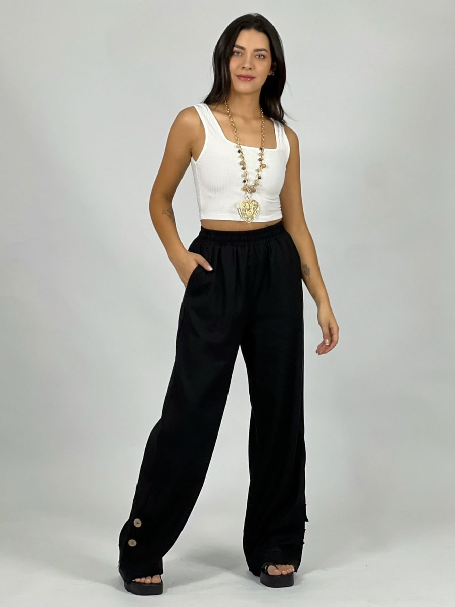 Pantalón De Lino 2 Botones en Tobillo A3-66//752