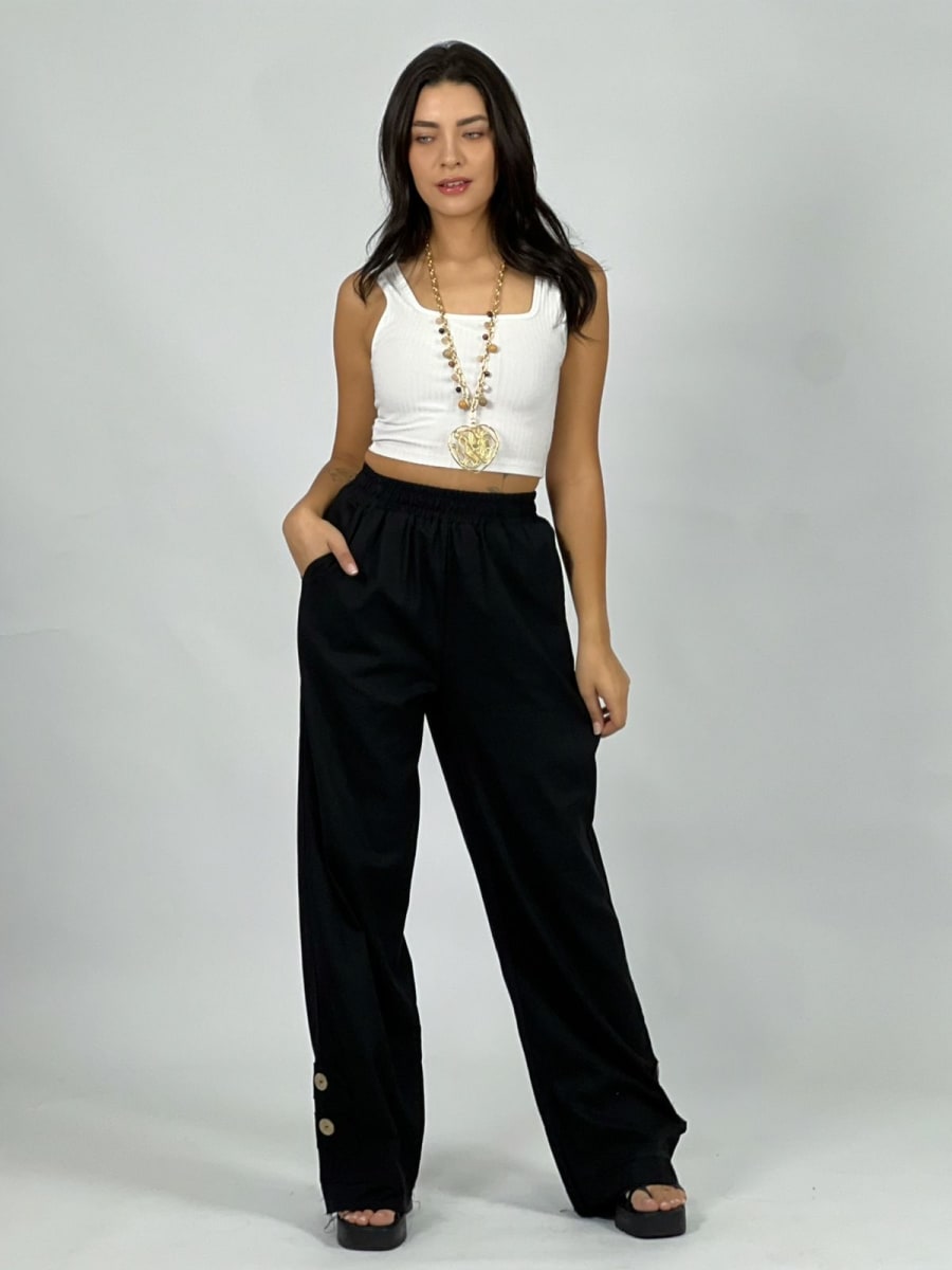 Pantalón De Lino 2 Botones en Tobillo A3-66//751