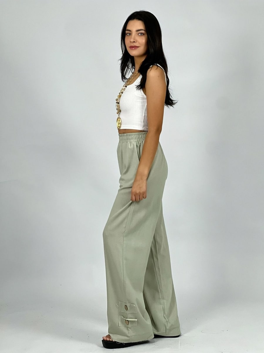 Pantalón De Lino 2 Botones en Tobillo A3-66//756
