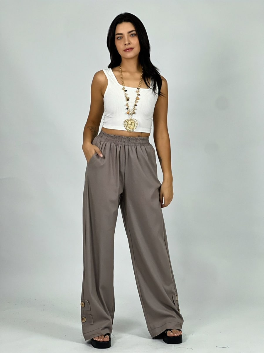 Pantalón De Lino 2 Botones en Tobillo A3-66//757