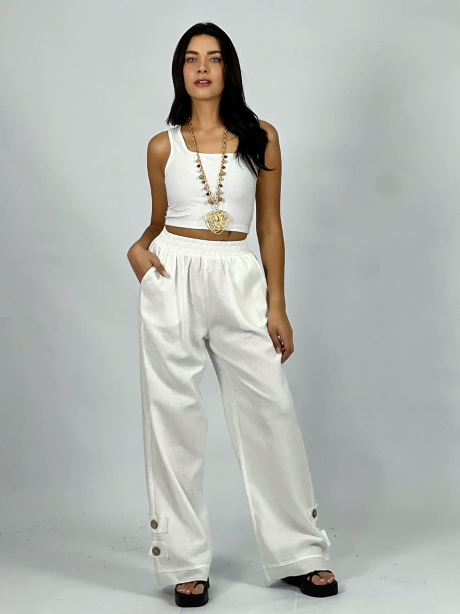 Pantalón De Lino 2 Botones en Tobillo A3-66//7510
