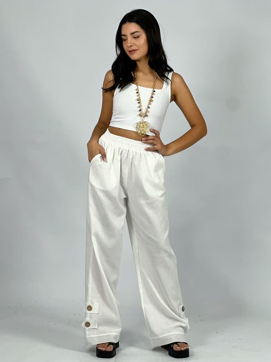 Pantalón De Lino 2 Botones en Tobillo A3-66//7511