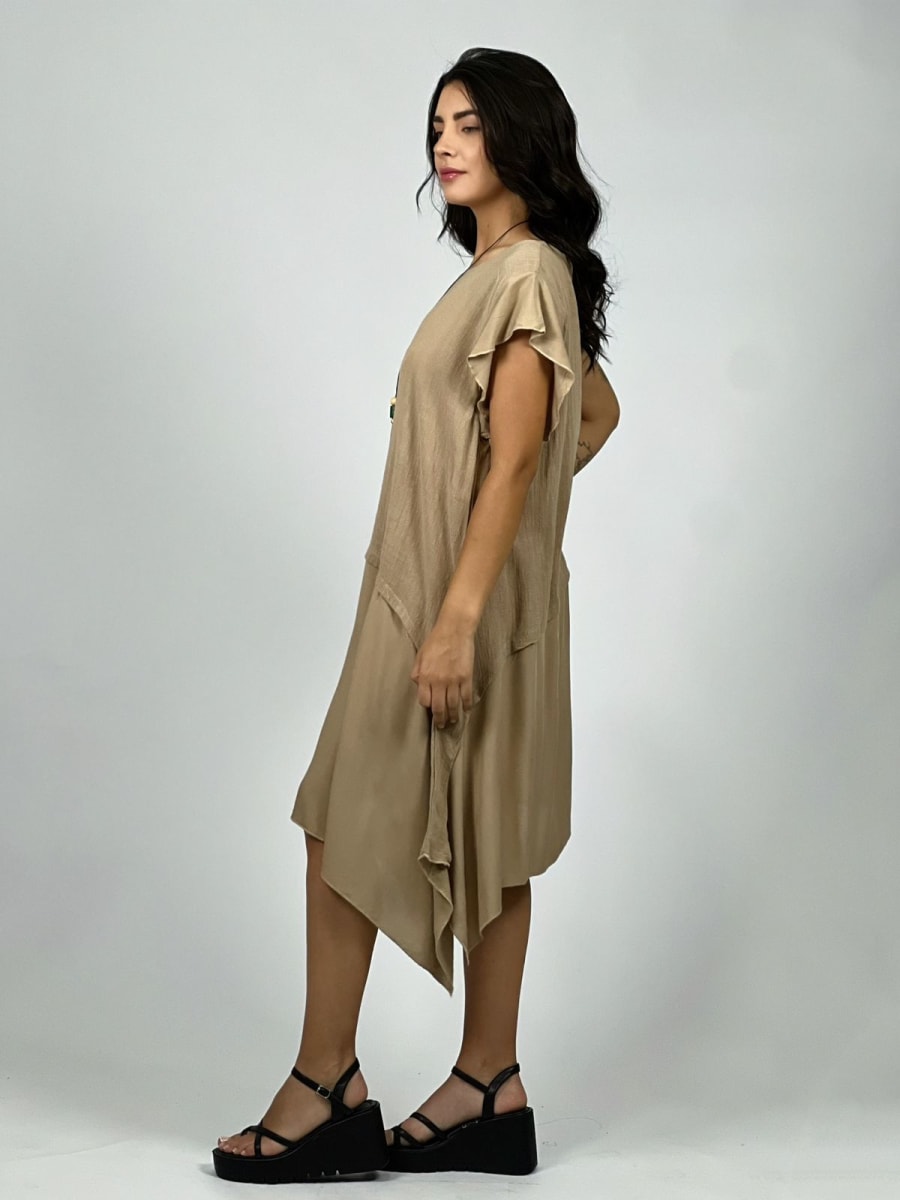 Vestido Diseño Italiano Holgado Con Collar A3-703