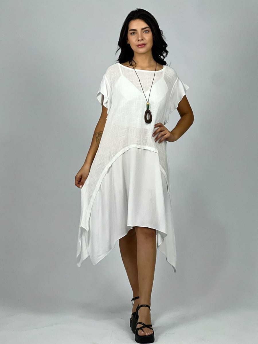 Vestido Diseño Italiano Holgado Con Collar A3-704