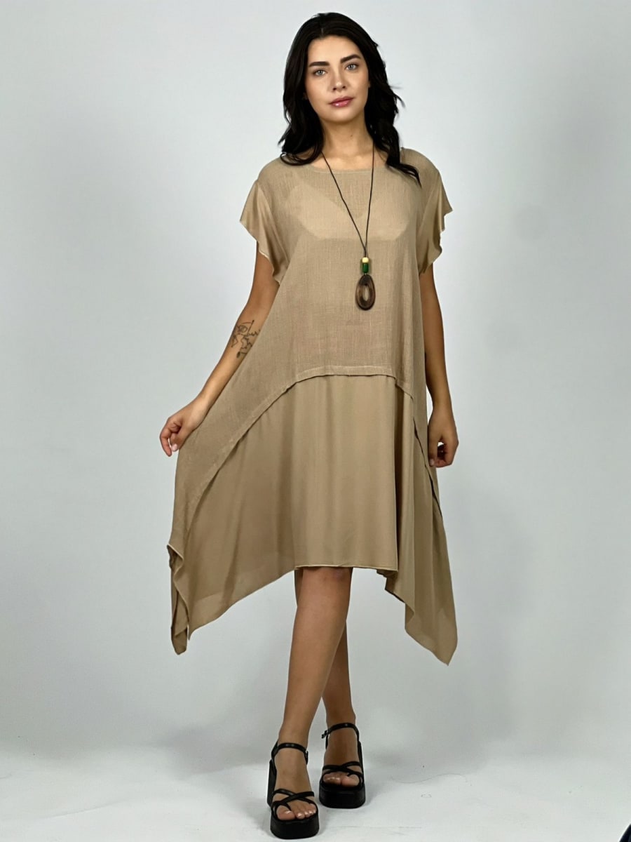 Vestido Diseño Italiano Holgado Con Collar A3-701