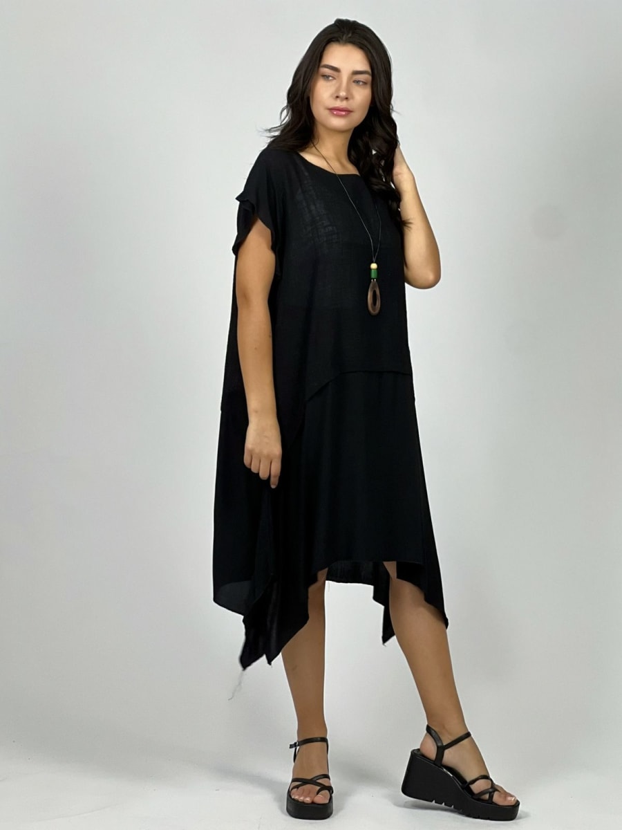 Vestido Diseño Italiano Holgado Con Collar A3-705