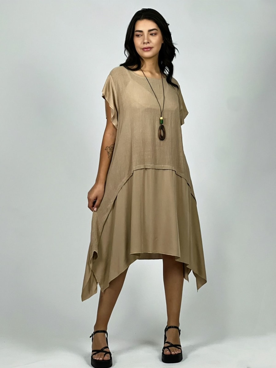 Vestido Diseño Italiano Holgado Con Collar A3-702