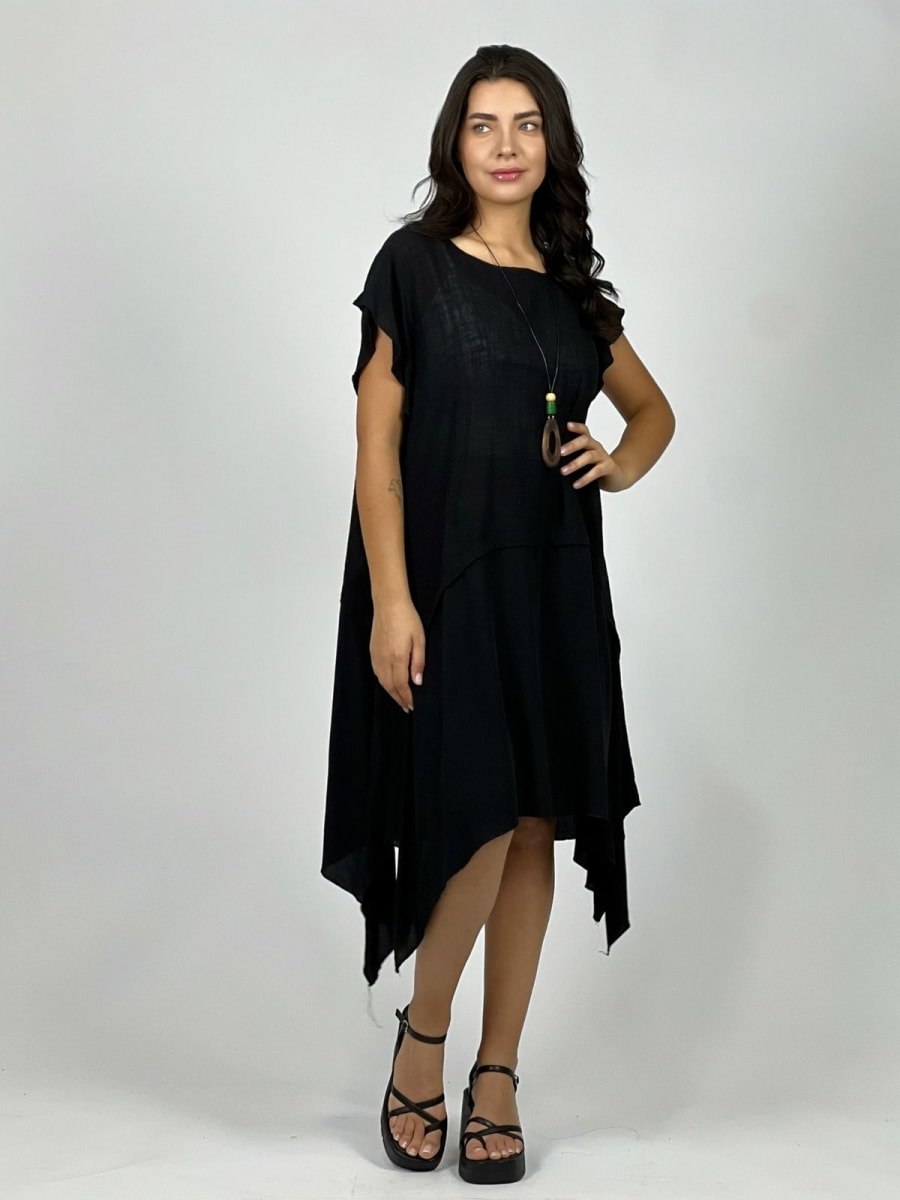 Vestido Diseño Italiano Holgado Con Collar A3-706