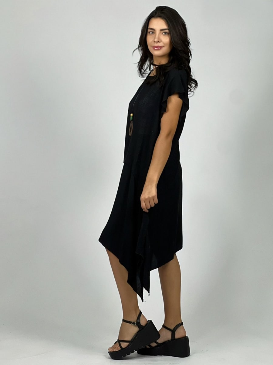 Vestido Diseño Italiano Holgado Con Collar A3-707