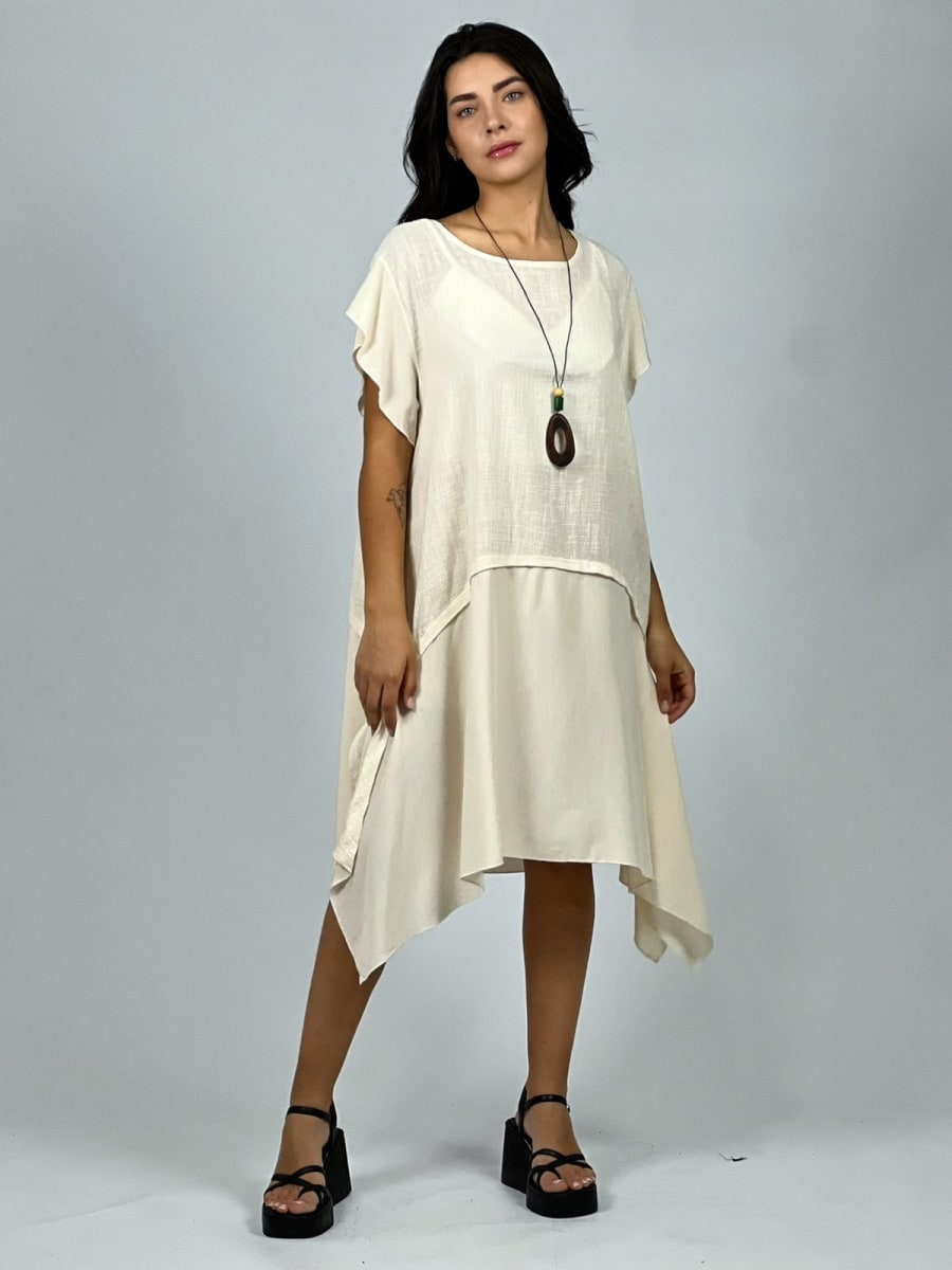 Vestido Diseño Italiano Holgado Con Collar A3-708