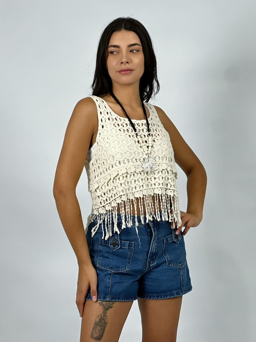 Polera Top Tejido con Hilachas A1-41
