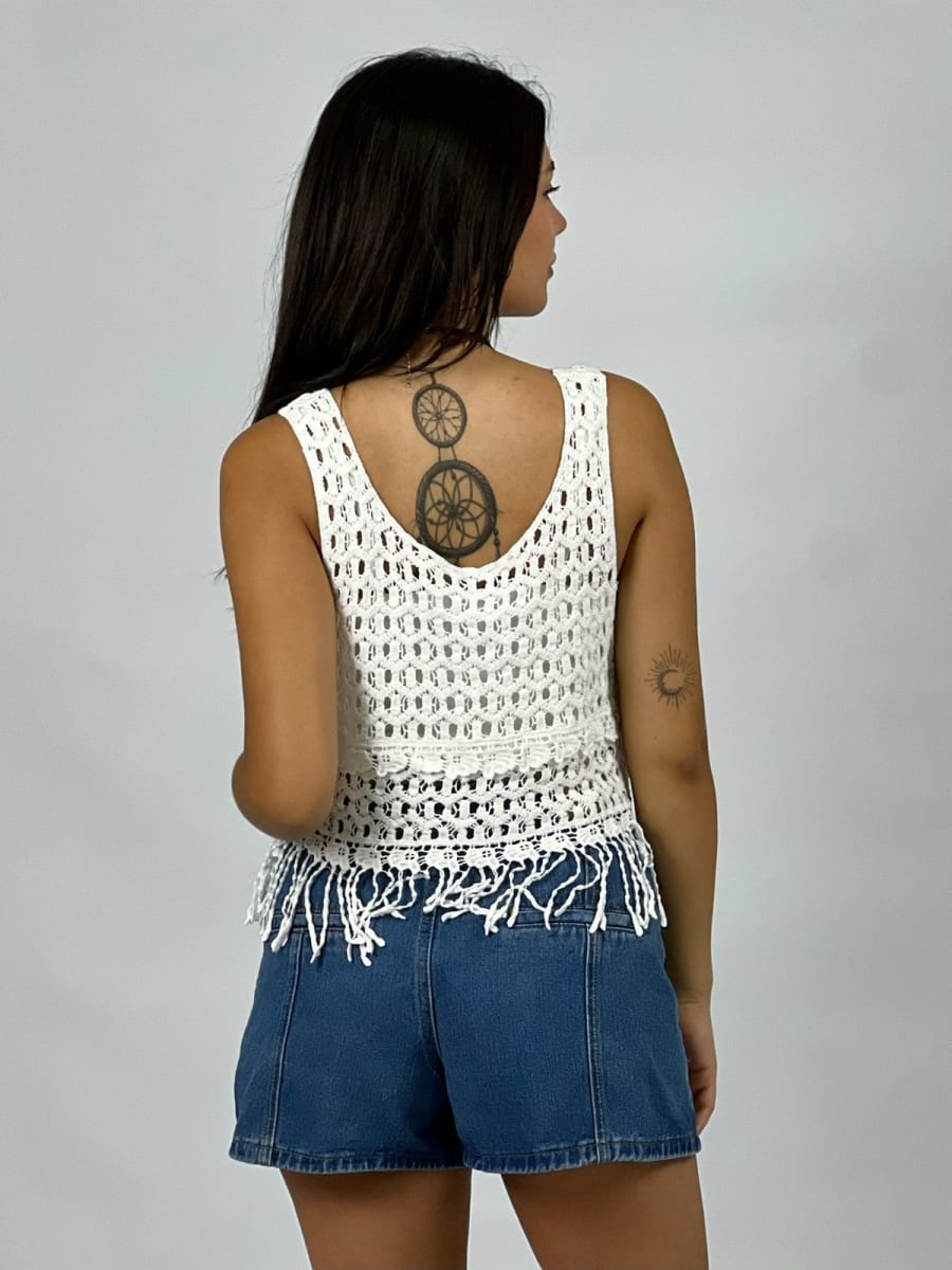 Polera Top Tejido con Hilachas A1-46