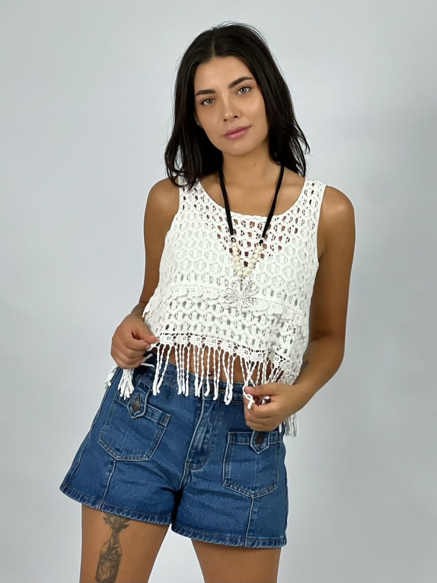 Polera Top Tejido con Hilachas A1-44