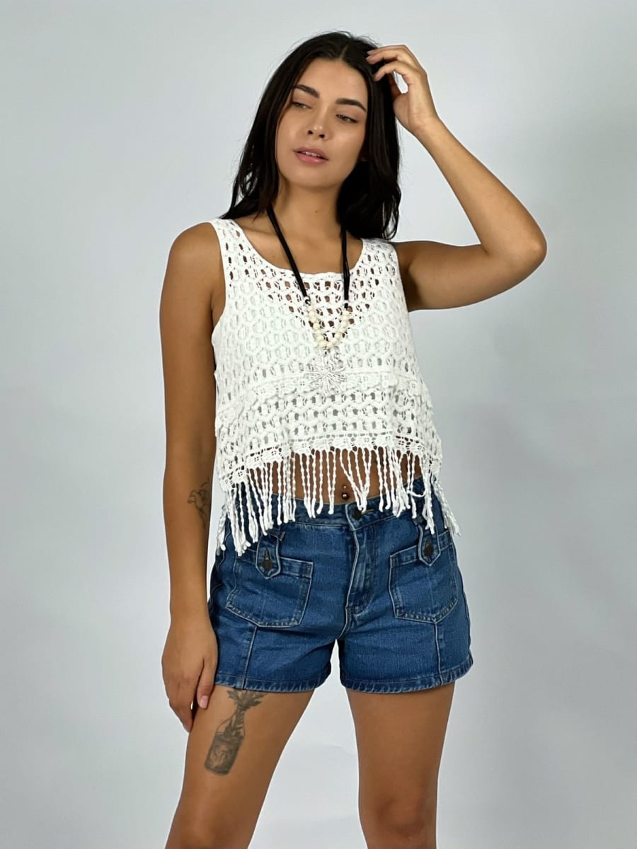 Polera Top Tejido con Hilachas A1-45