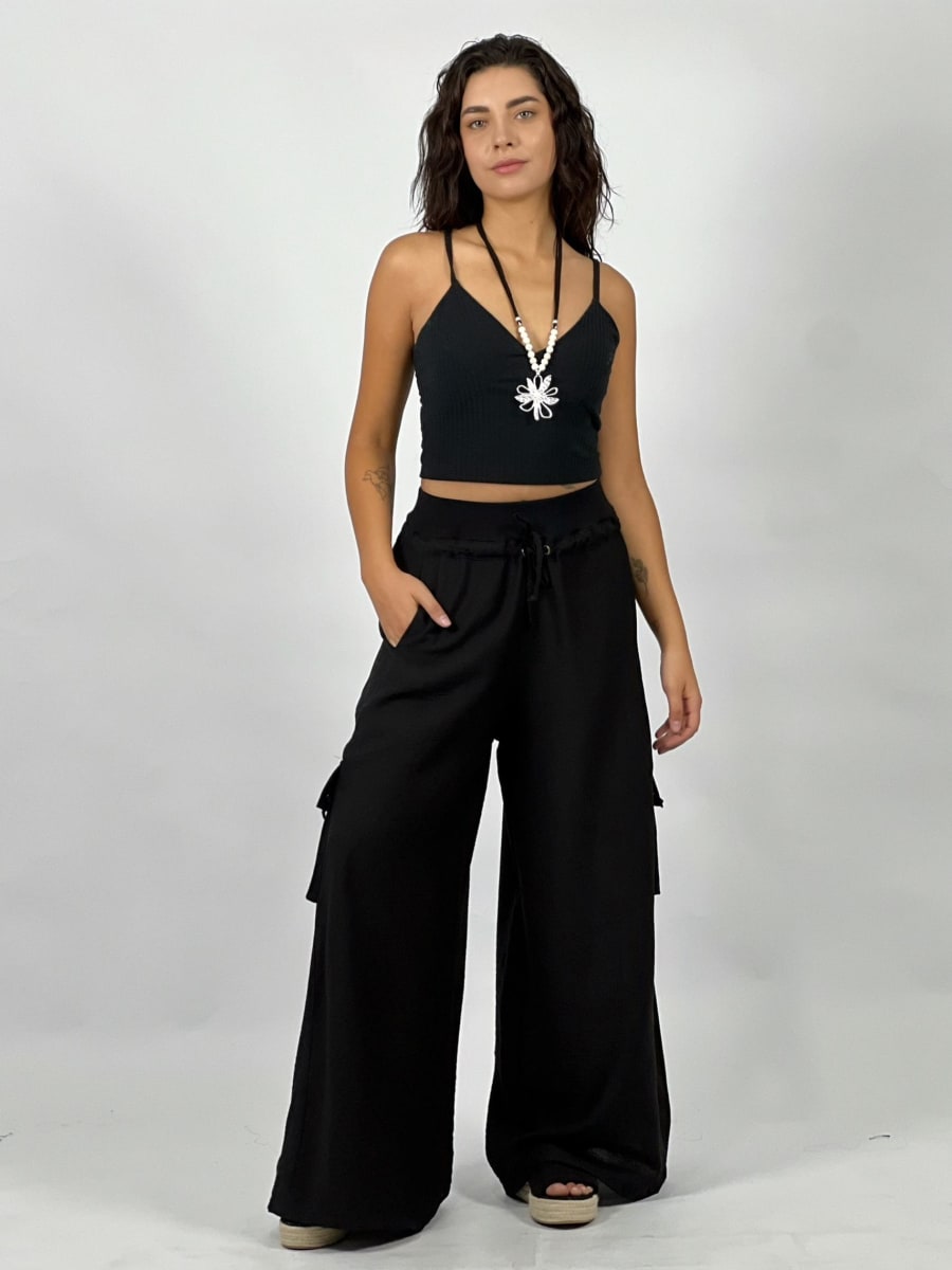 Pantalon Lino Bolsillos Cargo A3-742