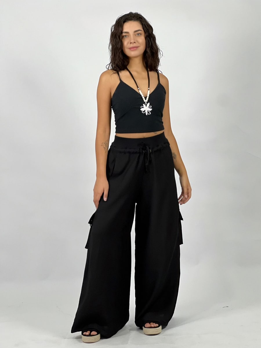Pantalon Lino Bolsillos Cargo A3-741